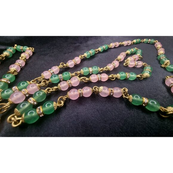 Heidi Daus Long Gold-Tone Necklace With Pink & Green Beaded Accents - Picture 3 of 3